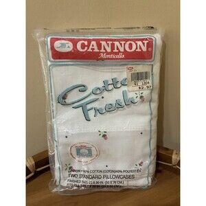 Vintage Cannon Monticello Roses Floral No Iron Pair STD Pillowcases NEW